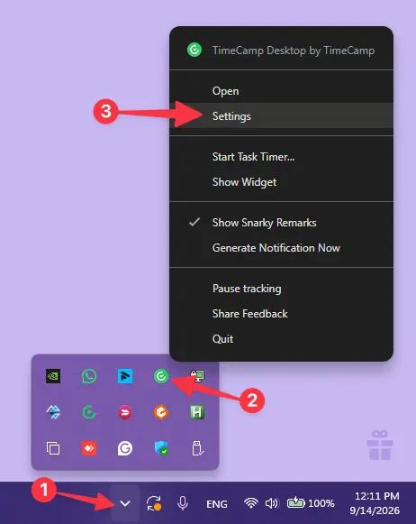 Open Settings on Windows